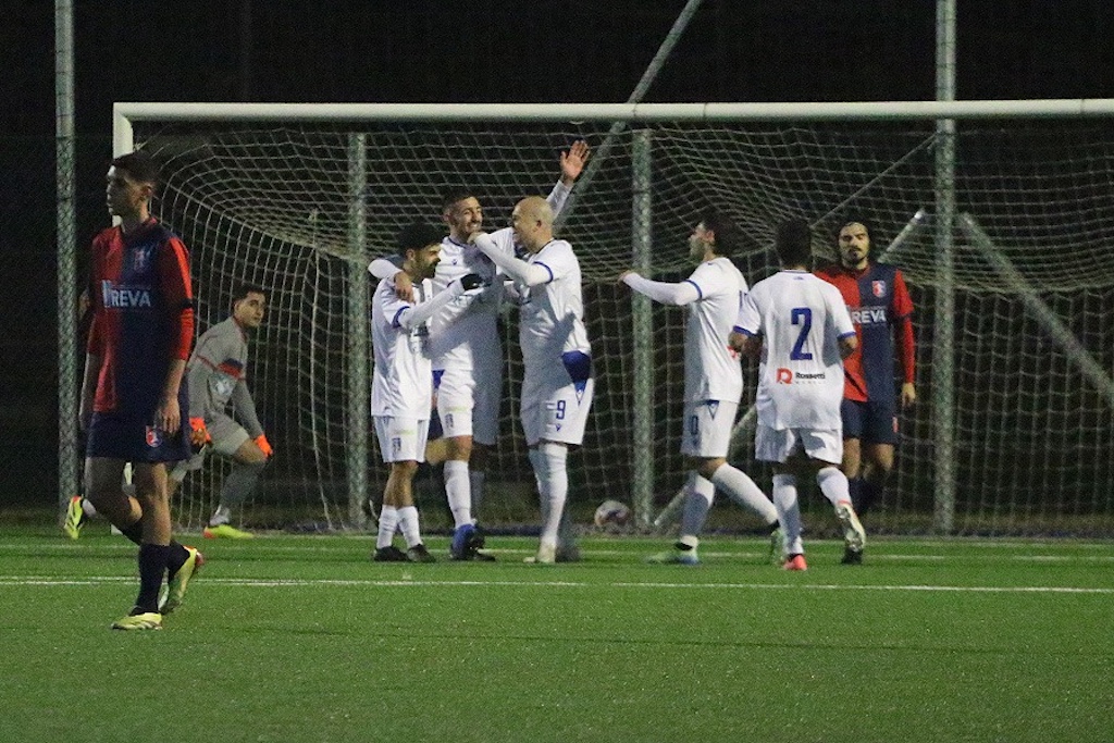 esultanza dopo un gol in Borgo San Donnino Sporting Scandiano 4 0 19a giornata Eccellenza 2024 2025