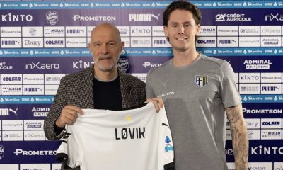 il ds Mauro Pederzoli e il nuovo acquisto Mathias Johan Fjortoft Lovik Parma Calcio 1913