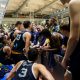 la squadra a colloquio con coach Stefano Bizzozi in Paffoni Omegna vs Foppiani Fulgor Fidenza 84 74 18a giornata Serie B nazionale basket 2024 2025