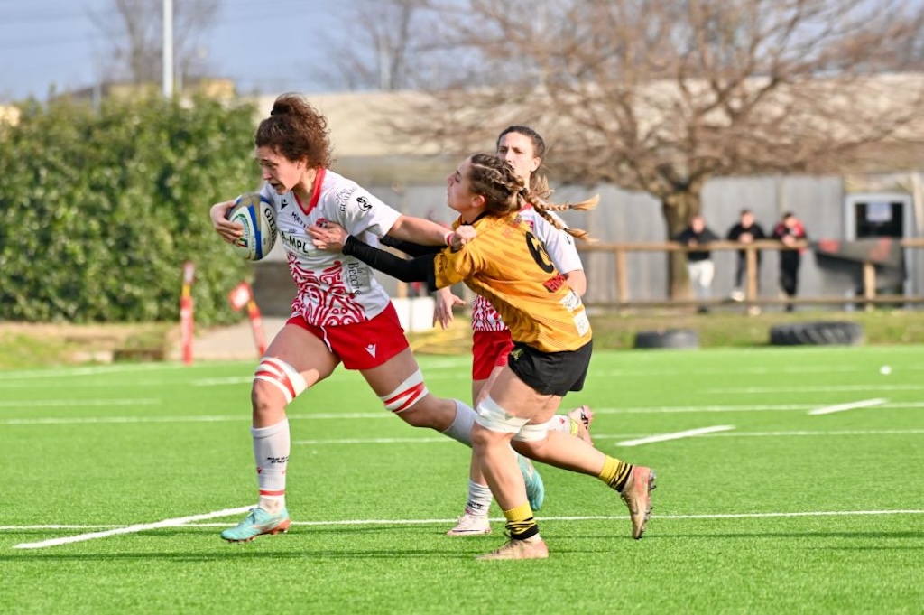 Andreoli in azione in SIA MPL Furie Rosse Rugby Colorno vs Volvera Rugby 66 5 X giornata Serie A Elite femminle 2024 2025