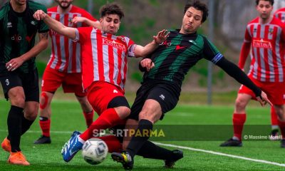 Il Cervo Langhiranese 1 3 22a giornata Prima Categoria gir. B 2024 2025 scontro tra i capitani Alex Dalla Fiora e Michele Schiaretti