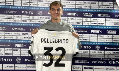 Mateo Pellegrino attaccante Parma Calcio nella conferenza stampa di presentazione il 12.2.2025