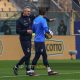 Parma Bologna 2 0 26a giornata Serie A 2024 2025 lallenatore dei portieri Nicola Pavarini parla a Edoardo Corvi