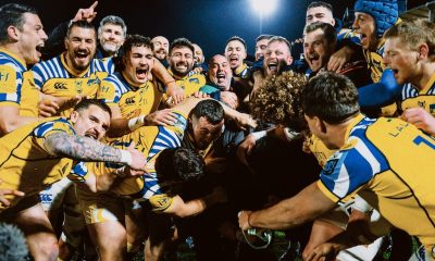 i giocatori delle Zebre Parma in festa dopo la vittoria su Edinburgh nell11a giornata di Uniter Rugby Championship