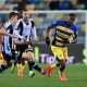 Ange Yoan Bonny tra Jaka Bijol e Sandi Lovic in Udinese Parma 1 0 27a giornata 2024 2025