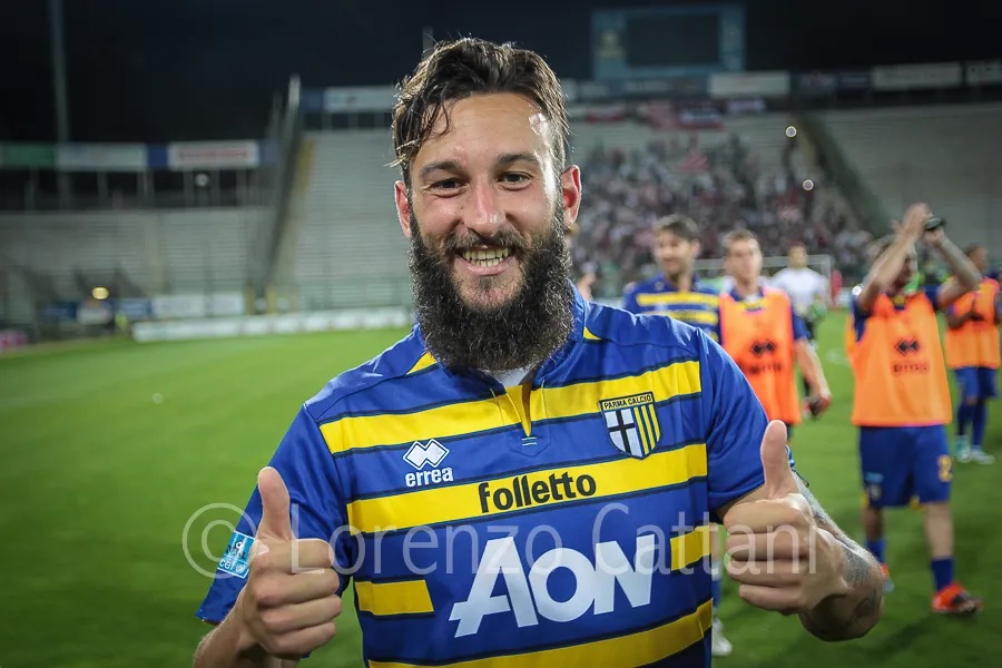 Manuel Nocciolini Parma Calcio 1913 sorride a fine partita nel 2° turno dei playoff di Lega Pro contro il Piacenza 2 0 il 24.05.2017.jpg