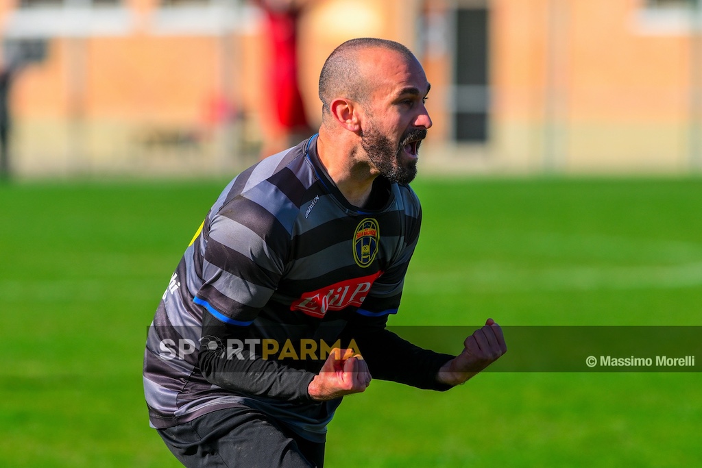 Real Sala Baganza Juventus Club Parma 2 1 25a giornata Prima Categoria gir. B 2024 2025 Lorenzo Zuelli esulta dopo aver segnato il gol del vantaggio