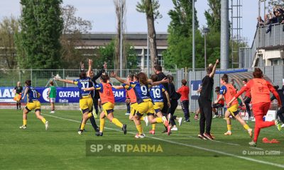 2025 04 19 26a giornata Serie B femminile Parma Genoa 1 0 promozione in serie A femminile la gioia delle gialloblu al triplice fischio