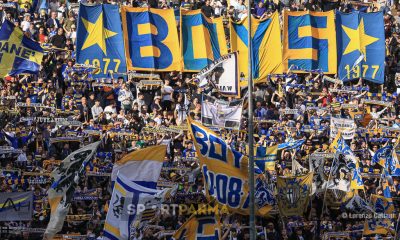 Parma Juventus 1 0 33a giornata Serie A 2024 2025 i tifosi in Curva Nord mostrano la scritta Boys