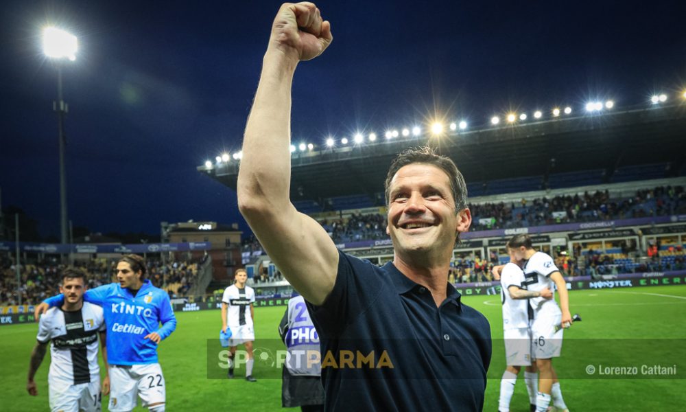 Chivu: «Nessun contatto con l’Ajax, a Parma progetto a lungo termine» 1 Parma Juventus 1 0 33a giornata Serie A 2024 2025 mister Cristian Chivu esulta