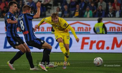 Atalanta Parma 2 3 38a giornata Serie A 2024 2025 Jacob Ondrejka calcia e segna il gol del pareggio