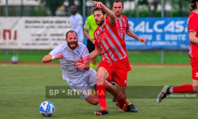 Langhiranese Solignano 2 3 30a giornata Prima Categoria gir. B 2024 2025 il capitano ospite Francesco Leoni a terra dopo un contrasto con Nicolo Lori