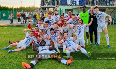 Noceto San Secondo 5 2 dcr 1 1 dts spareggio promozione Prima Categoria gir. A 2024 2025 i festeggiamenti dei gialloblu dopo la vittoria del campionato