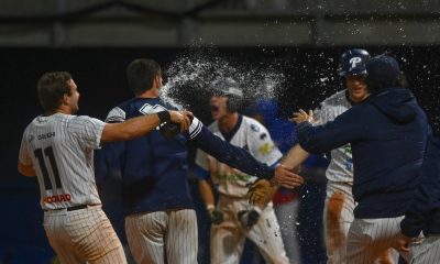 i festeggiamenti di Parma Clima nella vittoria in gara2 contro Macerata Serie A baseball