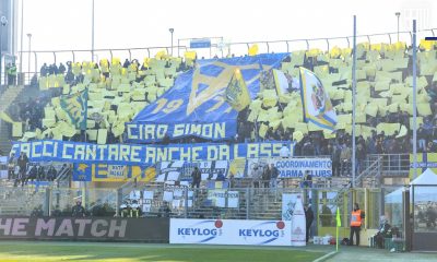 i tifosi gialloblu nel settore ospiti in Atalanta Parma 5 0 6 gennaio 2020 Serie A 20219 2020