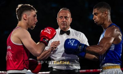 2° Trofeo Citta di Parma organizzato da Boxe Parma Giacomo Giannotti rosso vs Joris Toure blu saluti