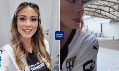 Diletta Leotta con la maglia del Parma