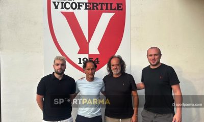 il nuovo allenatore del Vicofertile Mario Corso assieme ad Alex Romeo team manager Marco Osio presidente e Giulio Gerali direttore sportivo