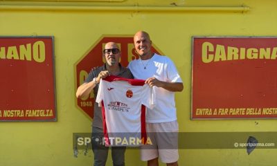 il presidente del Carignano Massimo Scottu con lattaccante Andrea Ferretti