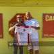 il presidente del Carignano Massimo Scottu con lattaccante Andrea Ferretti